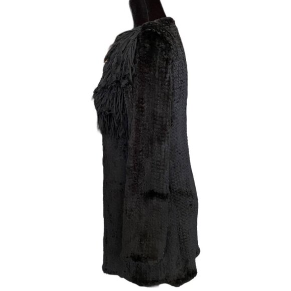 Diane Von Furstenberg Super Soft Black Rabbit Fur Cardigan Sweater - Picture 3 of 7